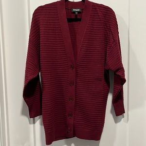 Express Ruby Textured Oversized Button Front Cardigan